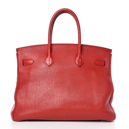Hermes Taurillon Clemence Birkin 35 Rouge Casaque 4 of 36