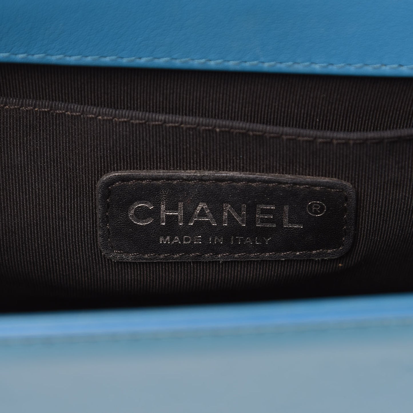 Patent Calfskin Medium Plexiglass Boy Flap Blue