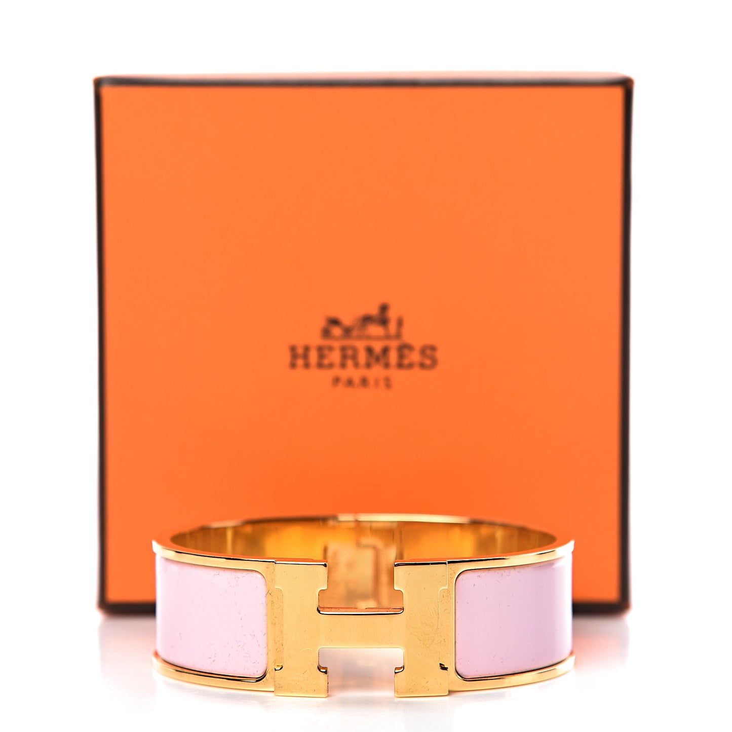 Enamel Wide Clic Clac H Bracelet GM Rose Dragee