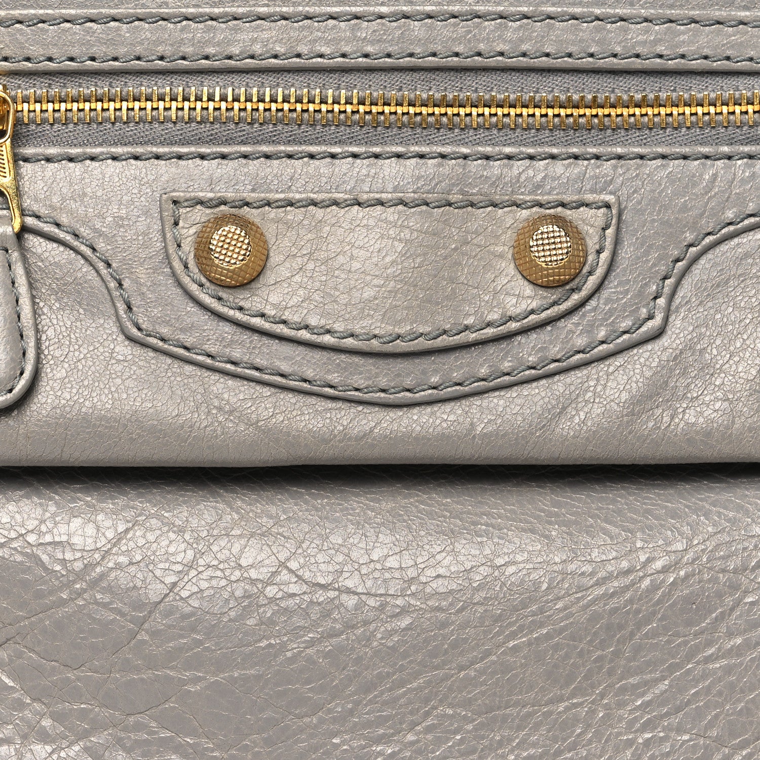 Balenciaga Agneau Giant 12 Gold Hardware Envelope Strap Clutch Gris Pyrite 9 of 13