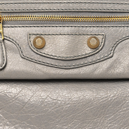 Balenciaga Agneau Giant 12 Gold Hardware Envelope Strap Clutch Gris Pyrite 9 of 13