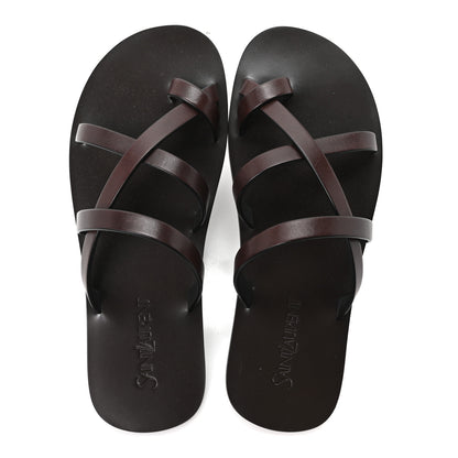 Saint Laurent Calfskin Mens Culver Flat Sandals 37.5 Moro 2 of 9