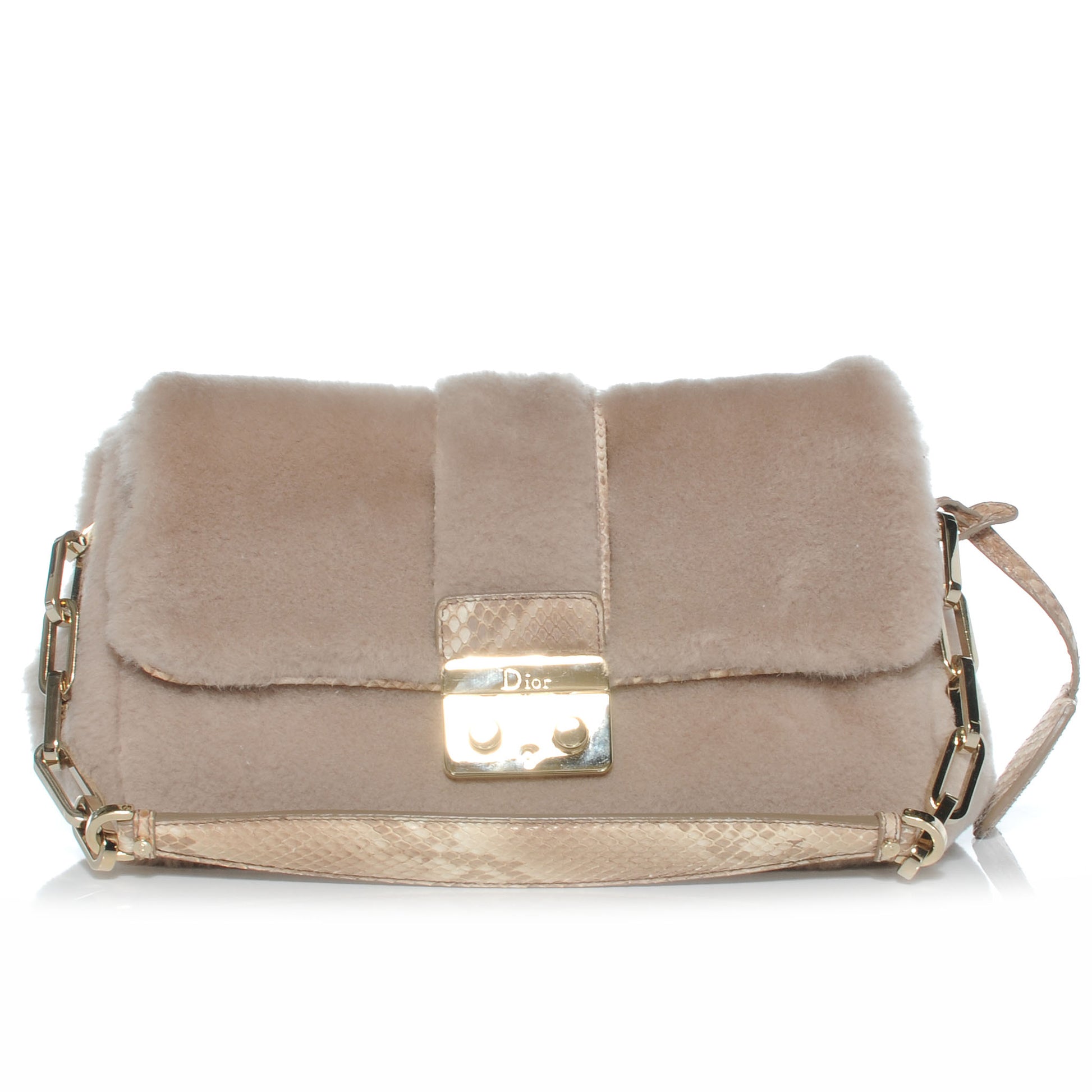 Christian Dior Fur and Python New Lock Shoulder Bag 1 of 7