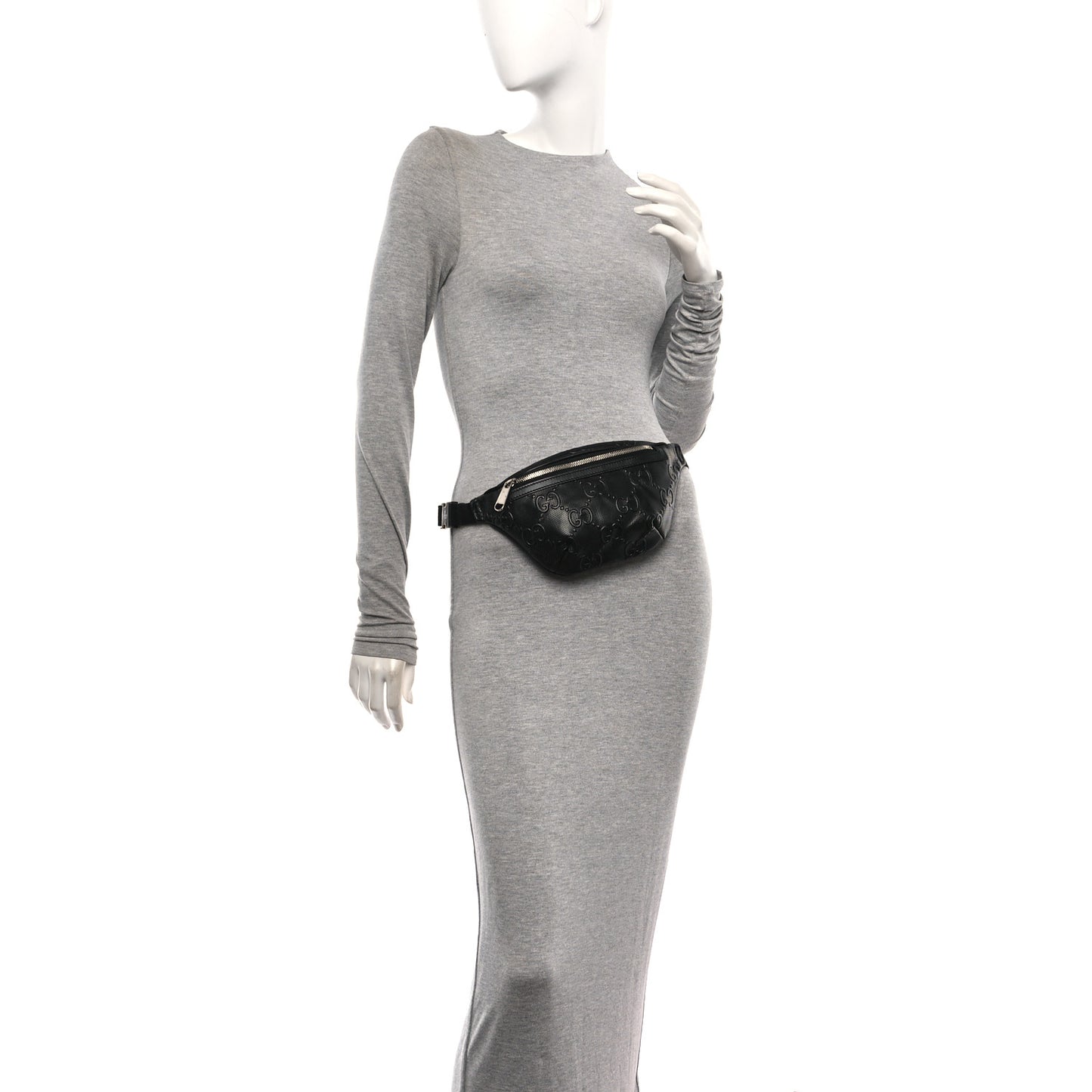 Calfskin GG Tennis Embossed Belt Bag Black