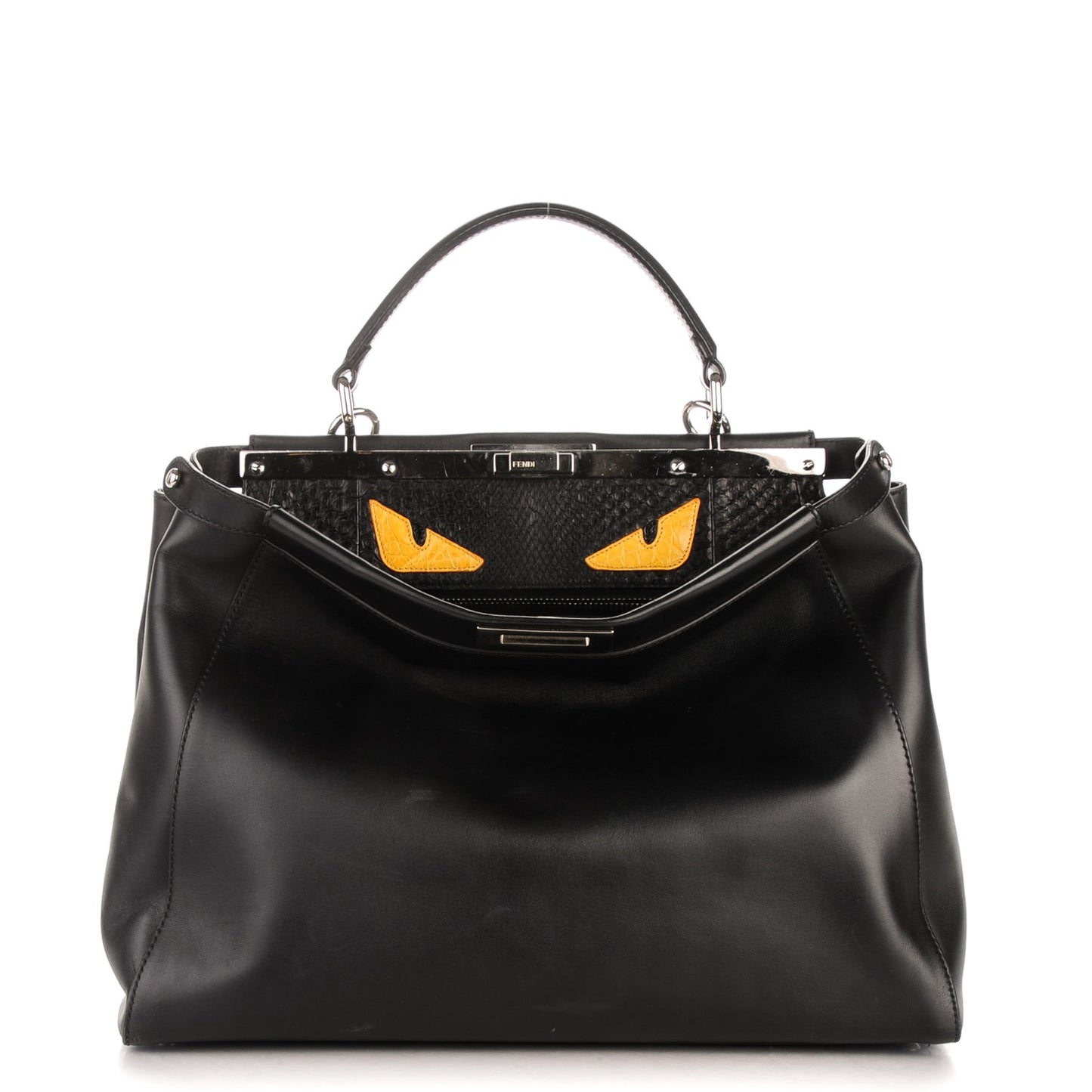Vitello Morgan Python Crocodile Monster Eyes Large Peekaboo Iconic Satchel Black Girasole