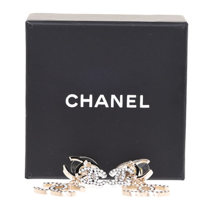 Chanel Crystal Pearl Double CC Drop Earrings Gold Silver 5 of 5