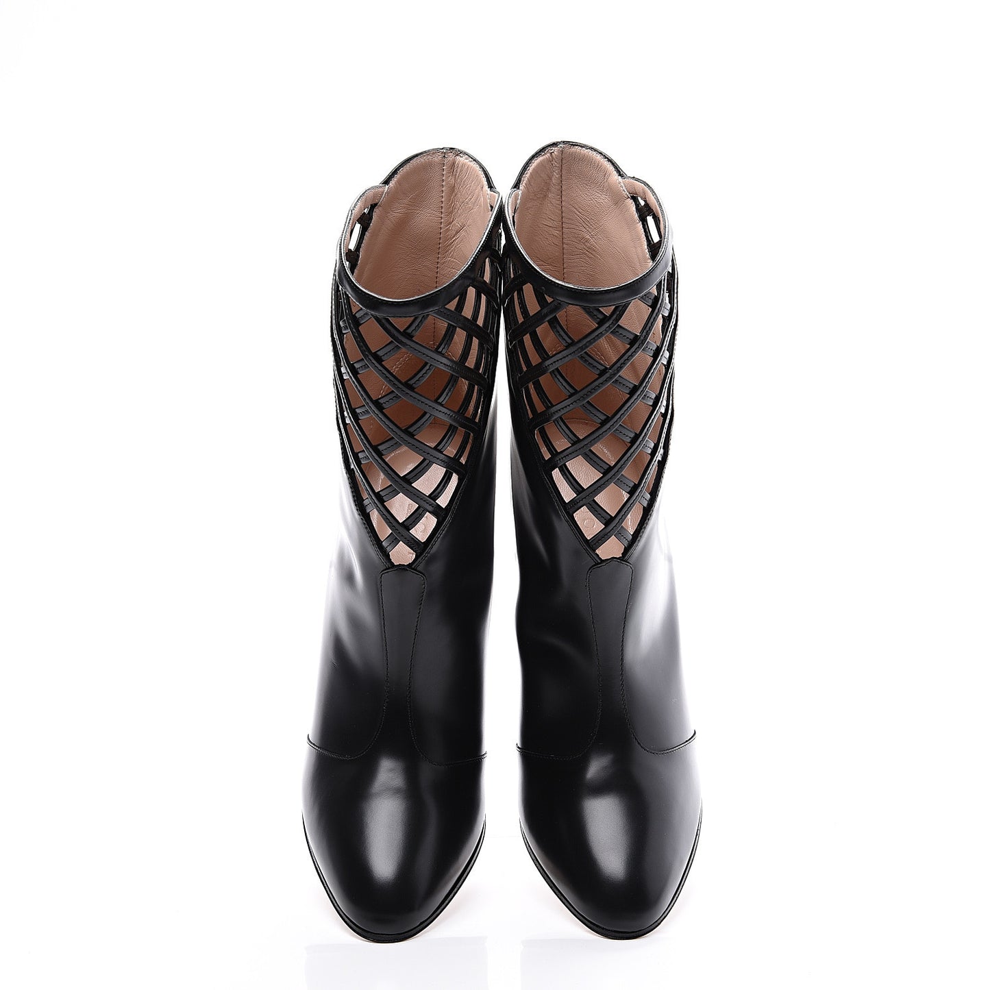 Plume Calfskin Damir Lattice Cutout Boots 38.5 Black