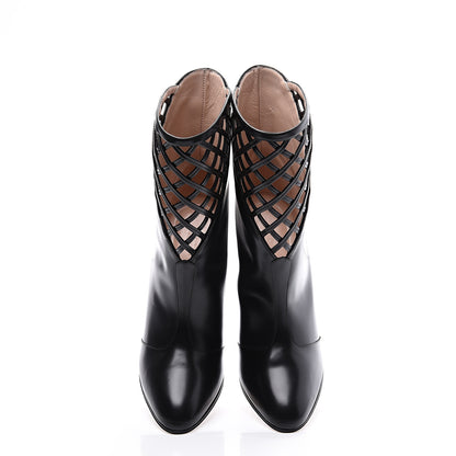Gucci Plume Calfskin Damir Lattice Cutout Boots 38.5 Black 5 of 11