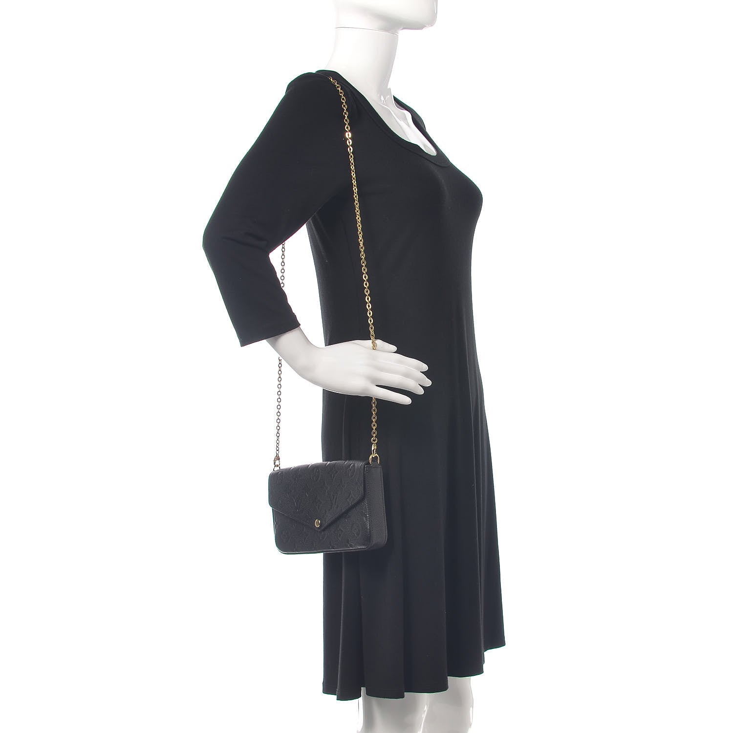 Louis Vuitton Empreinte Pochette Felicie Chain Wallet Black 2 of 12