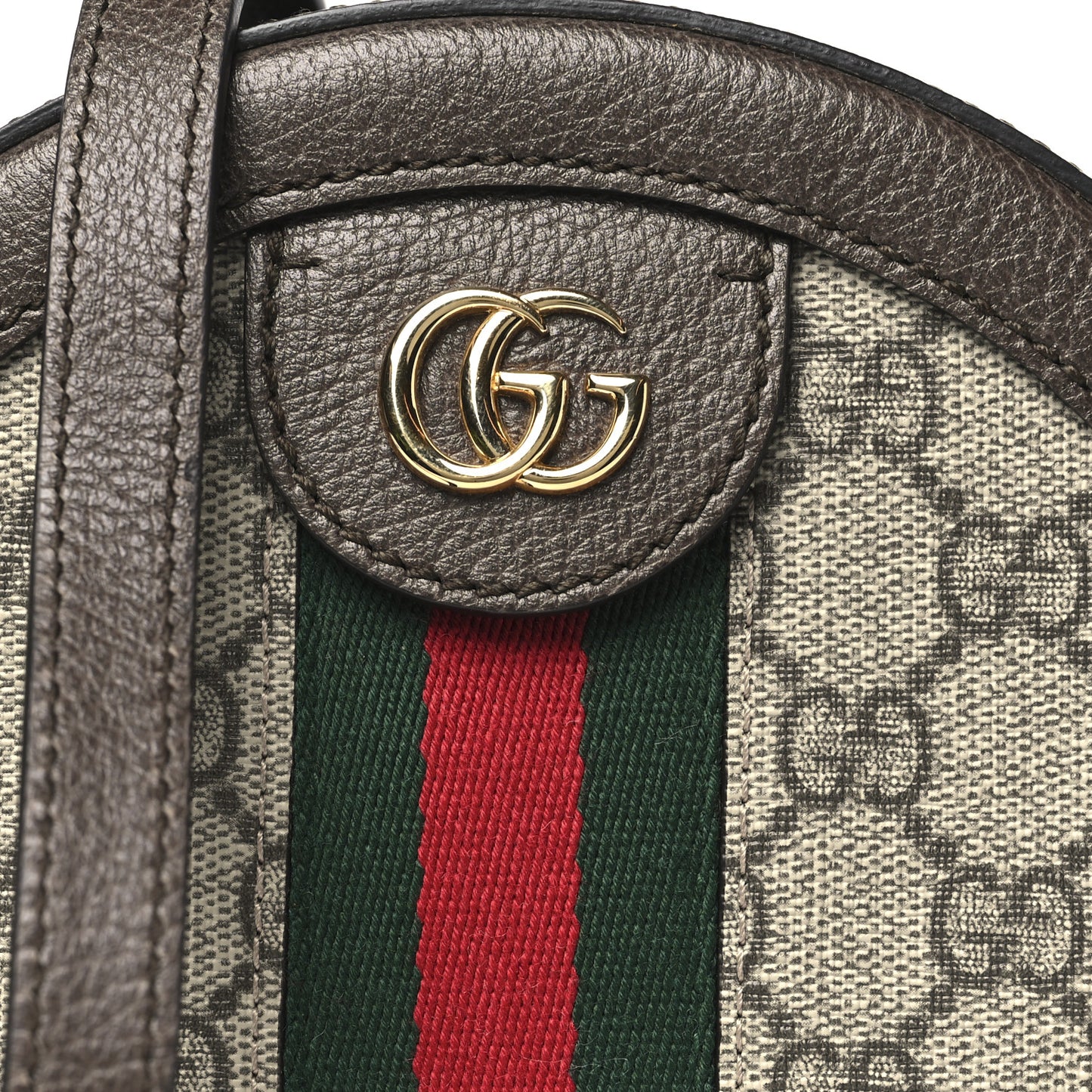 GG Supreme Monogram Web Mini Ophidia Round Shoulder Bag Brown