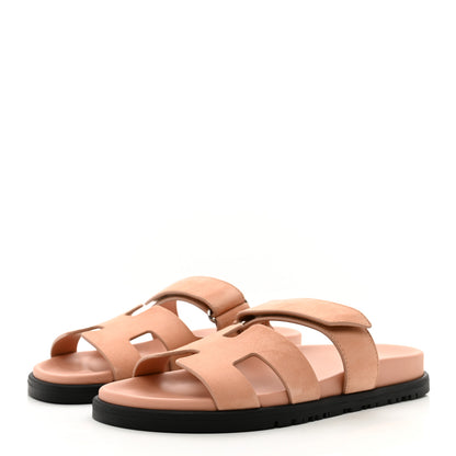 Hermes Suede Goatskin Womens Chypre Sandals 36 Nude 3 of 8
