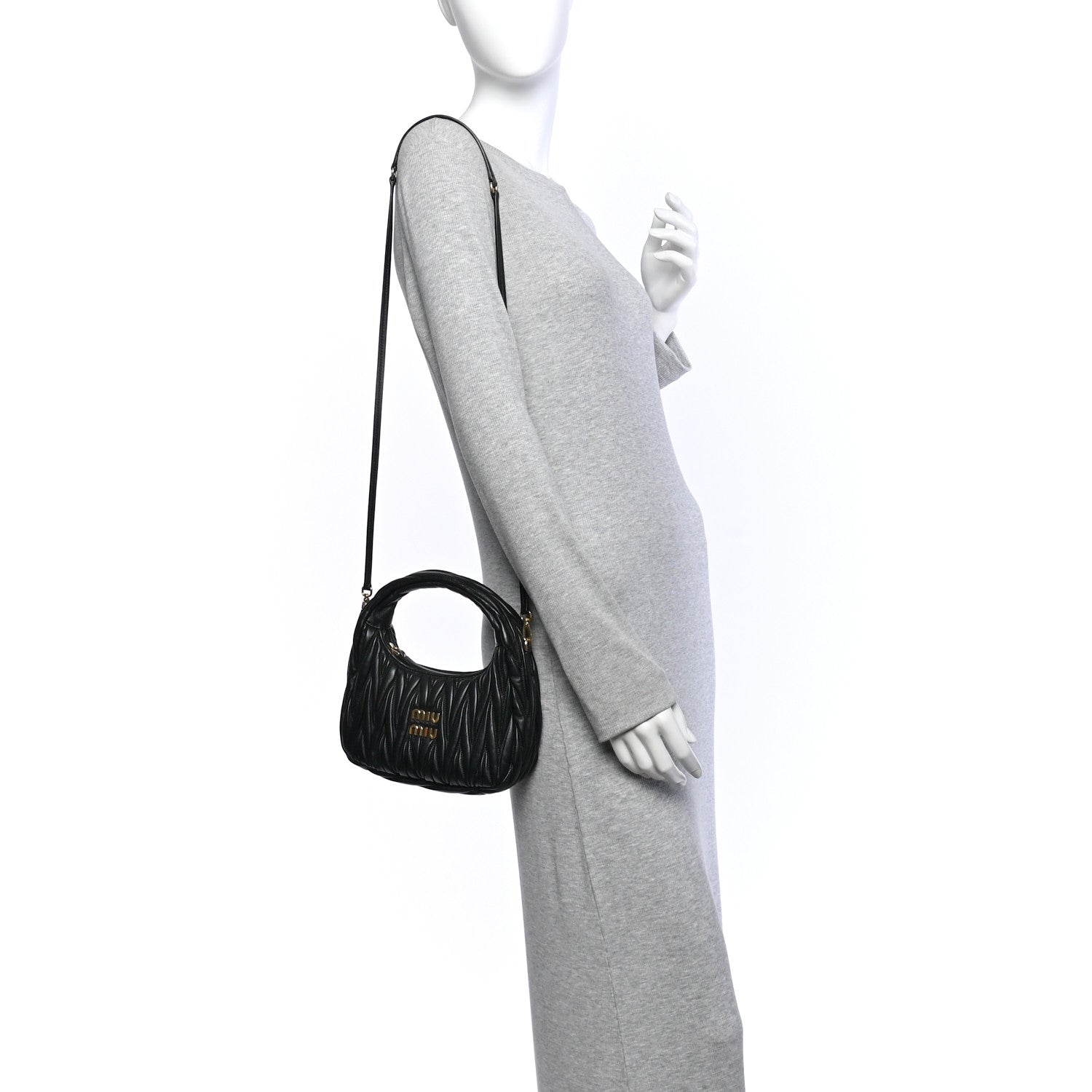 Miu Miu Nappa Matelasse Small Wander Hobo Black 2 of 9