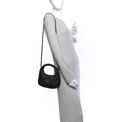 Miu Miu Nappa Matelasse Small Wander Hobo Black 2 of 9