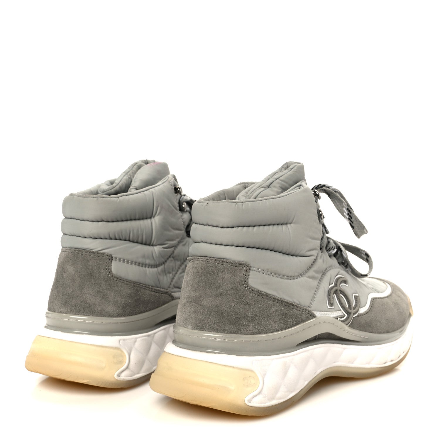 Chanel Fabric Suede Womens CC Sneakers 39 Grey 5 of 11