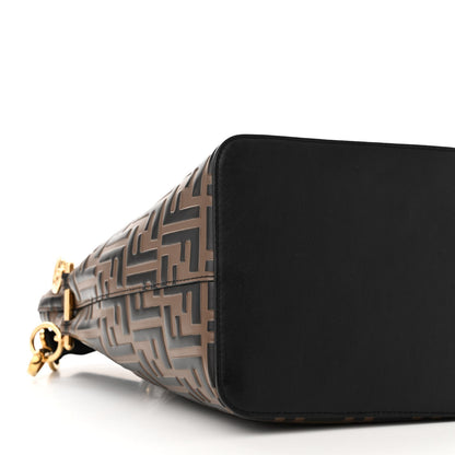 Fendi Vitello Grace F is Fendi Bi-Color FF 1974 Embossed Grande Mon Tresor Bucket Bag Maya Black Fragola 8 of 11