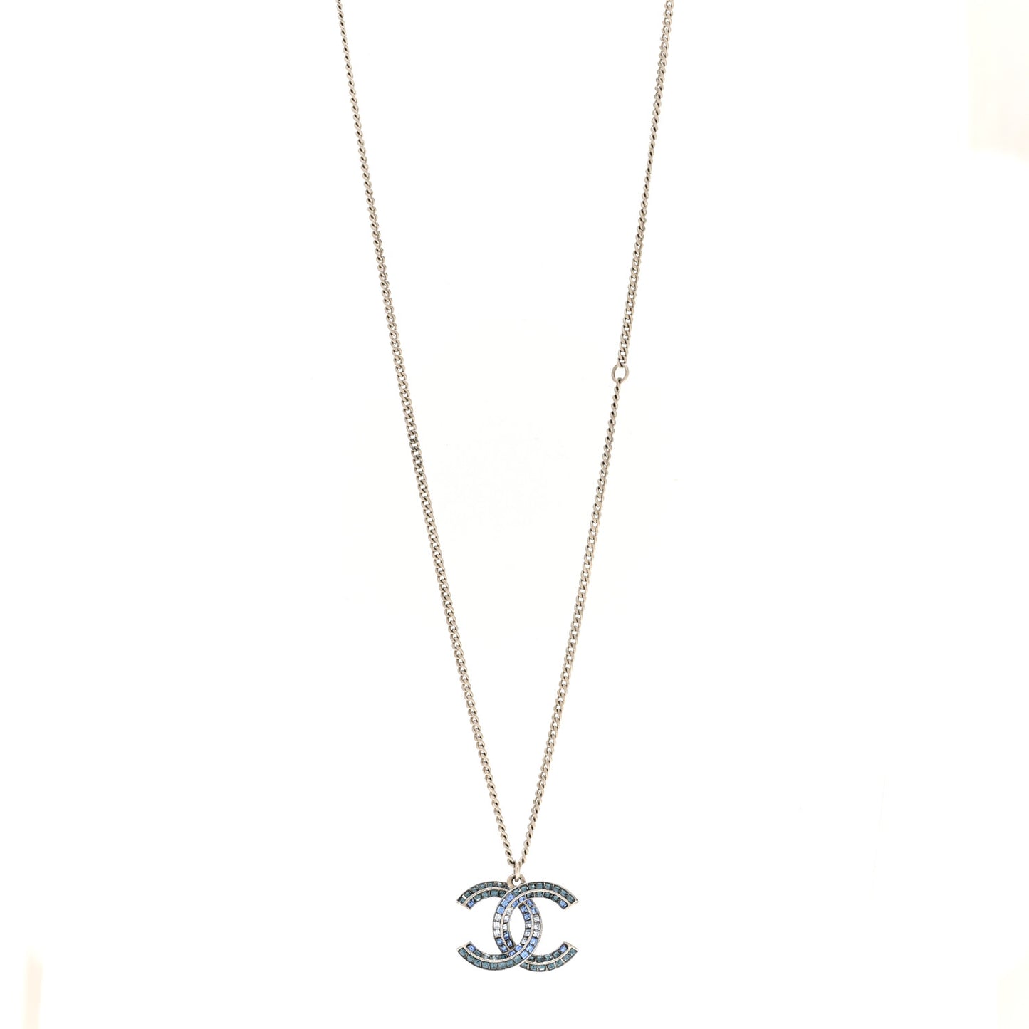 Crystal Baguette CC Necklace Blue