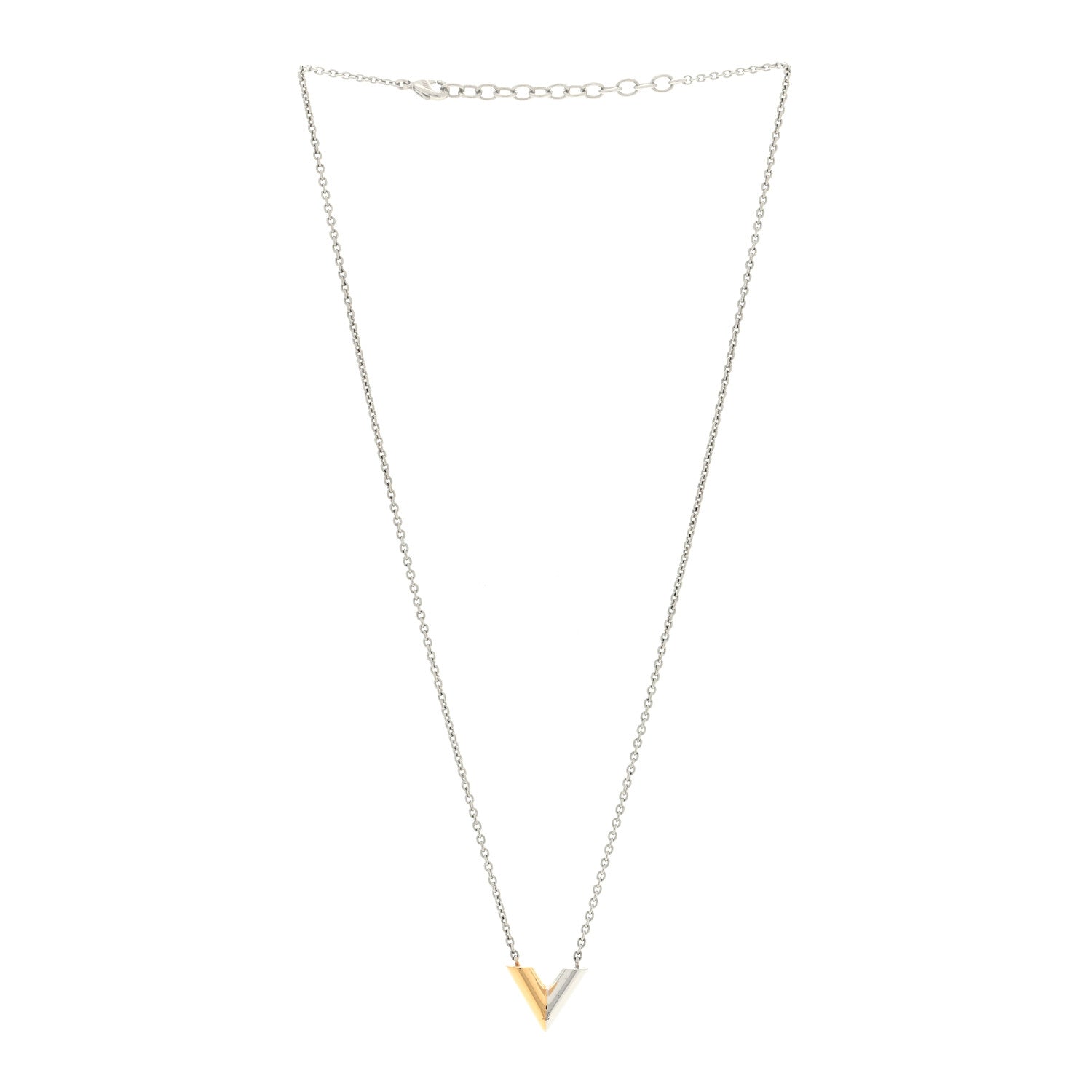 Louis Vuitton Essential V Necklace Silver Gold 2 of 4