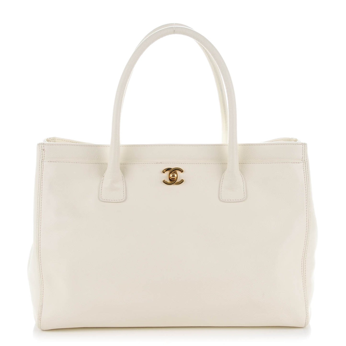 Calfskin Cerf Executive Shopper Tote White