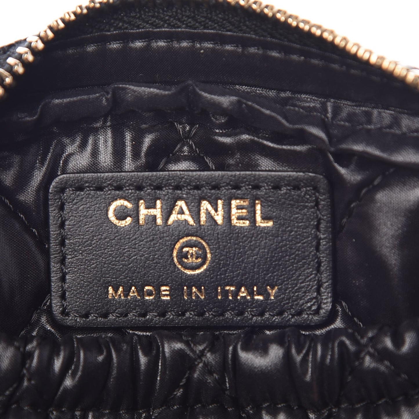 Caviar Quilted Small Curvy Pouch Cosmetic Case Black