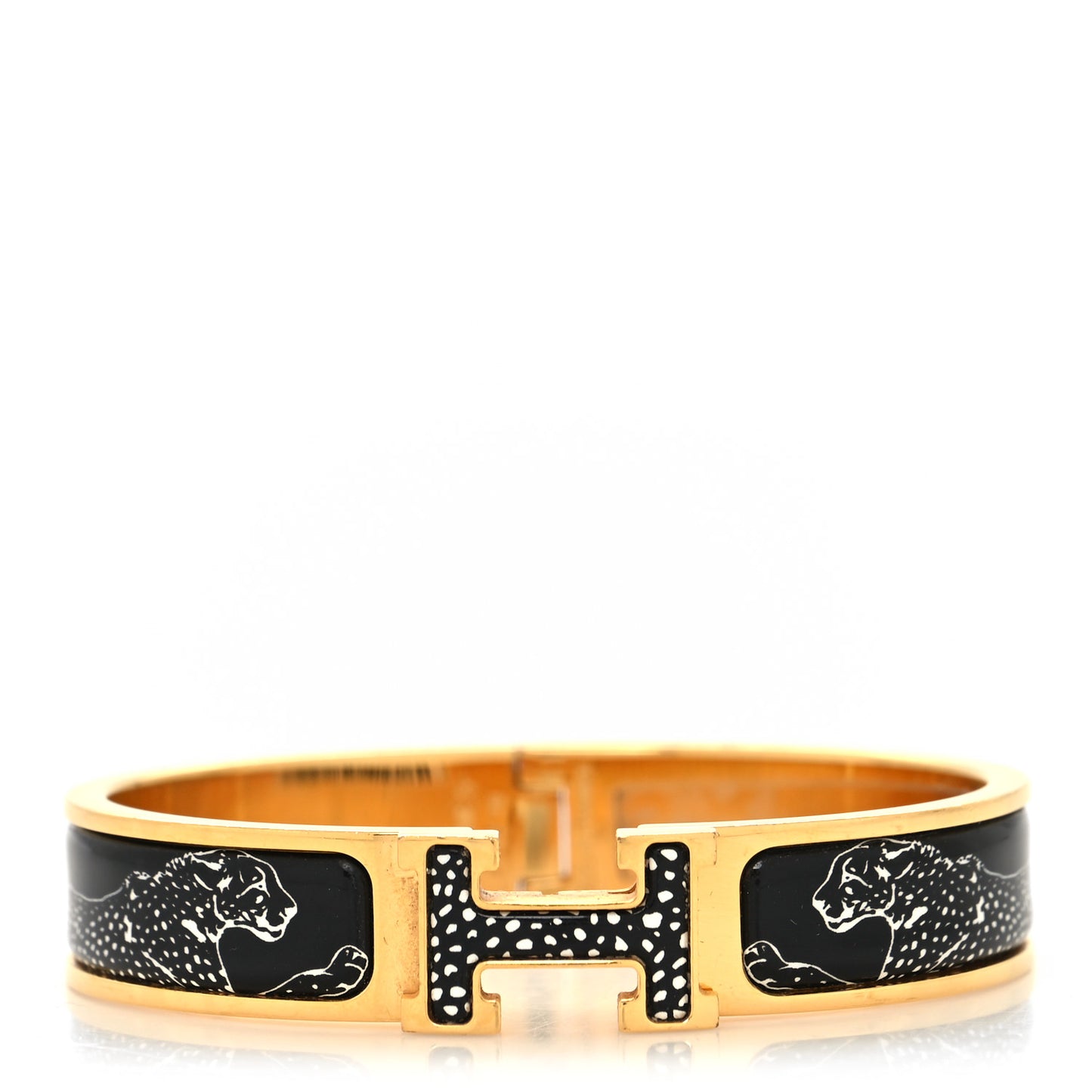 Enamel Narrow Print Guepards Clic Clac H Bracelet PM Positif Negatif