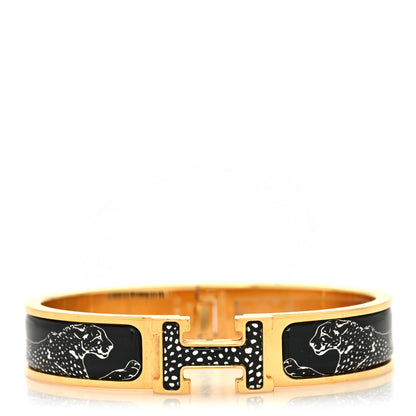 Hermes Enamel Narrow Print Guepards Clic Clac H Bracelet PM Positif Negatif 1 of 5