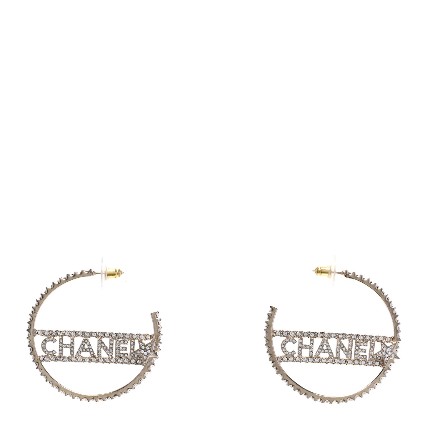 Crystal Logo Hoop Earrings Gold