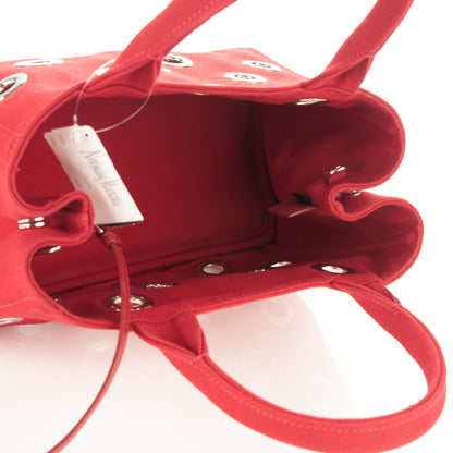 Prada Canvas Grommet Canapa Tote Rosso 6 of 8