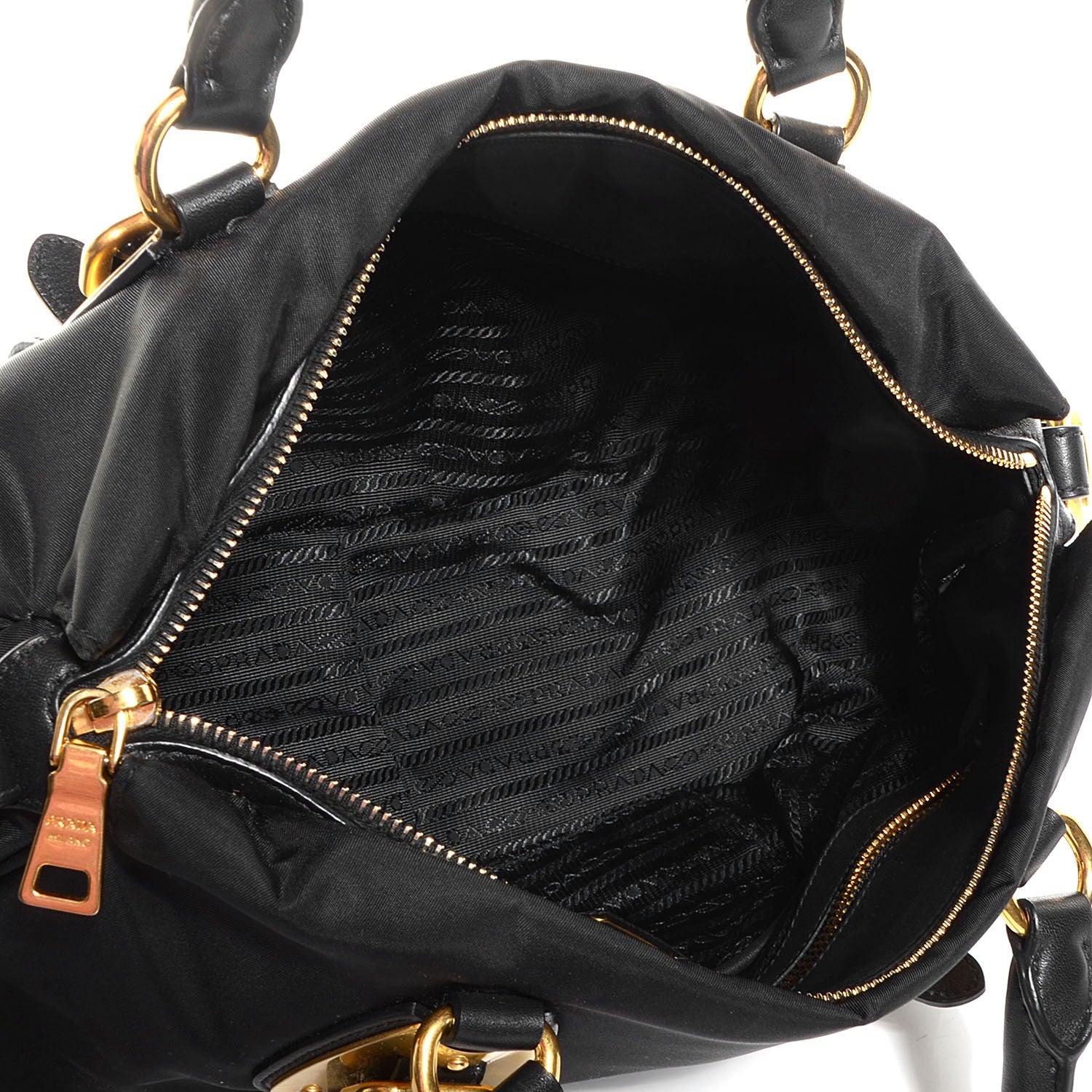 Prada Tessuto Nylon Calfskin Shopping Satchel Black 5 of 10