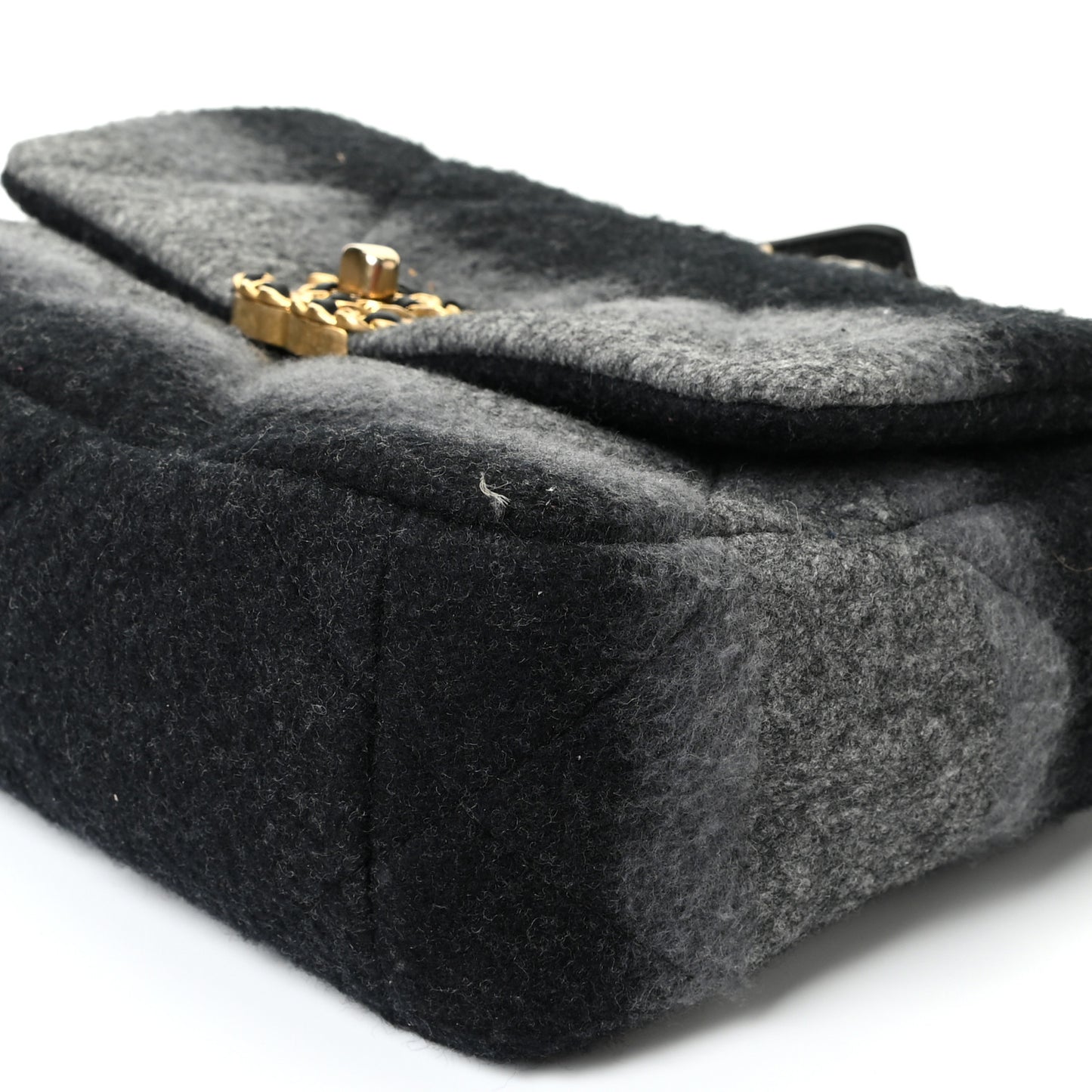 Wool Quilted Medium Chanel 19 Flap Black Grey