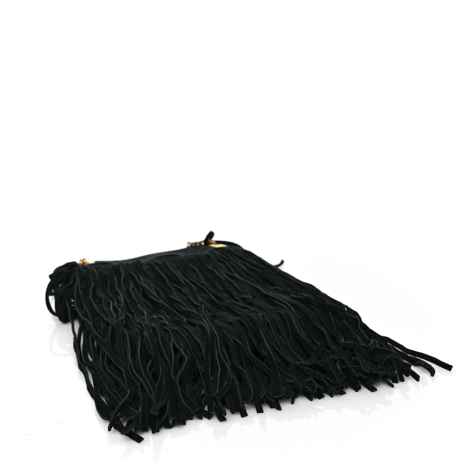 Saint Laurent Suede Calfskin Small Grace Fringed Hobo Bag Rope Black 4 of 7