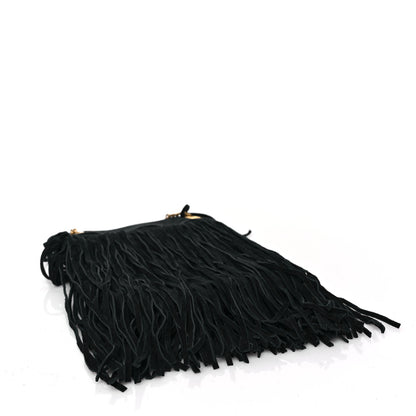 Saint Laurent Suede Calfskin Small Grace Fringed Hobo Bag Rope Black 4 of 7