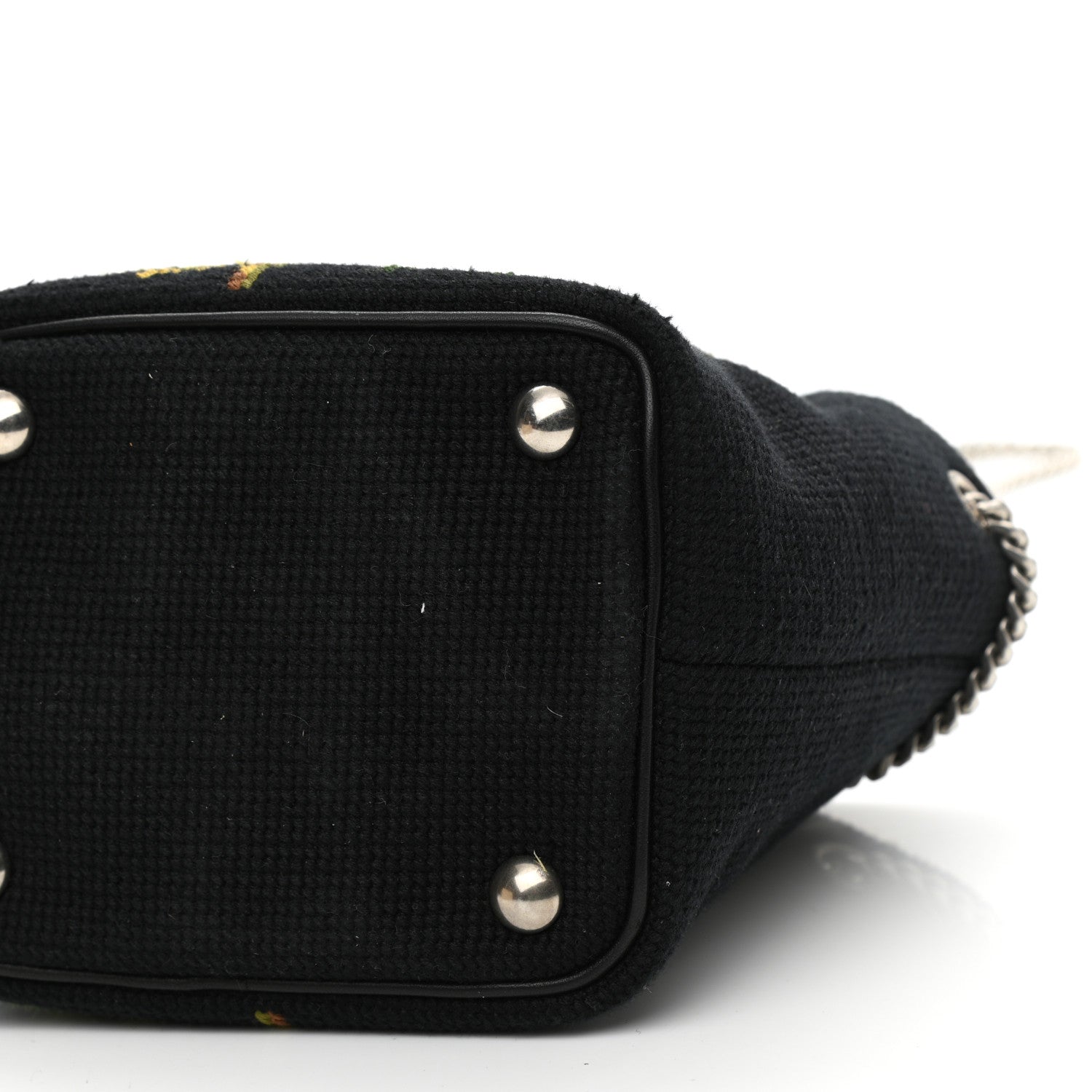 Saint Laurent Woven Wool Embroidered Baby Emmanuelle Bucket Bag Black 10 of 10