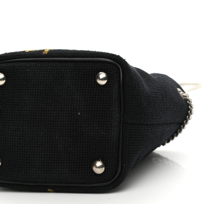Saint Laurent Woven Wool Embroidered Baby Emmanuelle Bucket Bag Black 10 of 10
