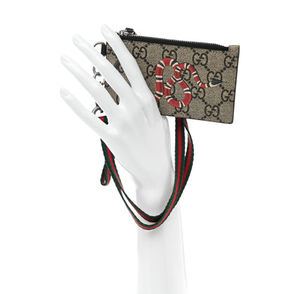 Gucci GG Supreme Monogram Kingsnake Lanyard Coin Case Card Holder 2 of 7