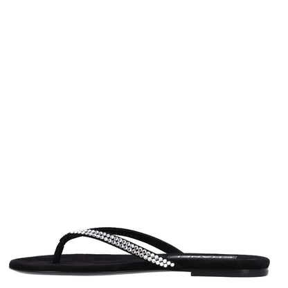 Chanel Suede Kidskin Strass CC Thong Sandals 36.5 Black 1 of 9