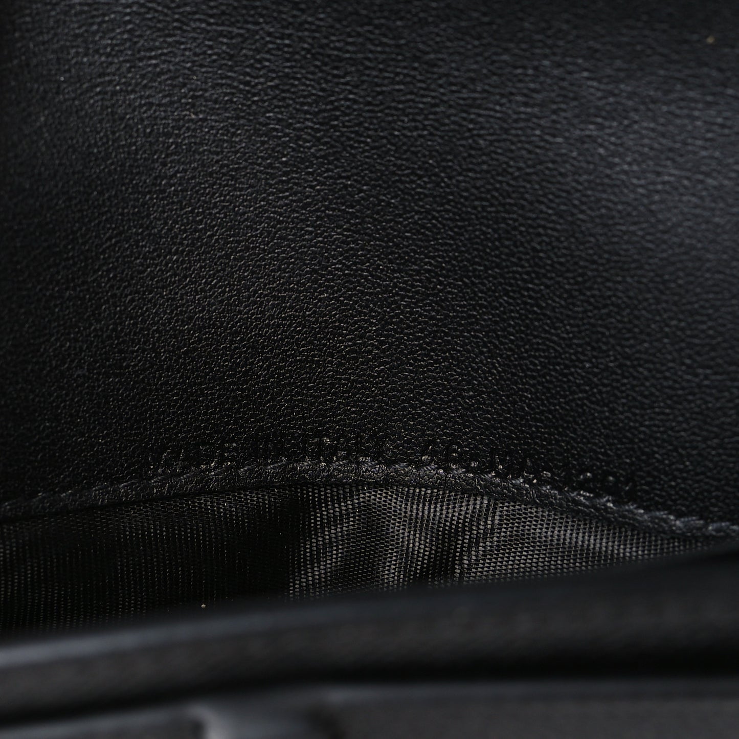 Grained Calfskin Saddle Chain Wallet Pouch Black