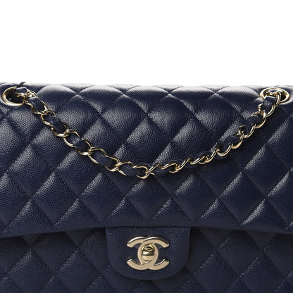 Chanel Caviar Quilted Medium Double Flap Navy 10 of 11