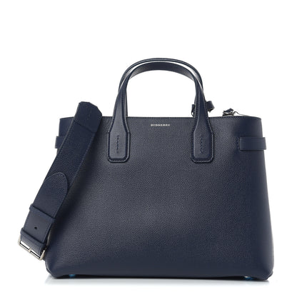 Burberry Derby Calfskin Vintage Check Medium Banner Tote Regency Blue 1 of 10