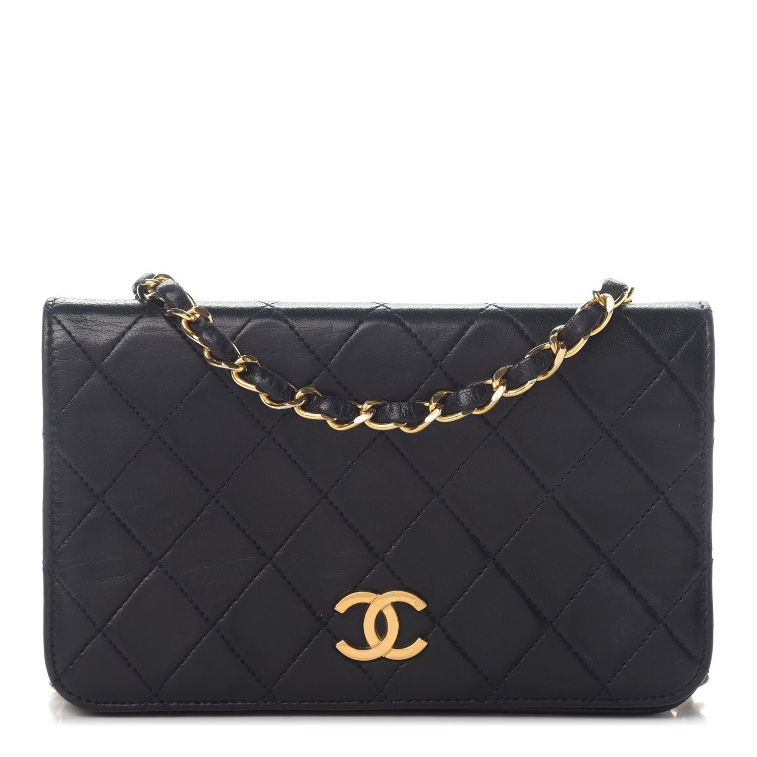 Chanel Lambskin Quilted Small Single Flap Bag Navy 1 of 9