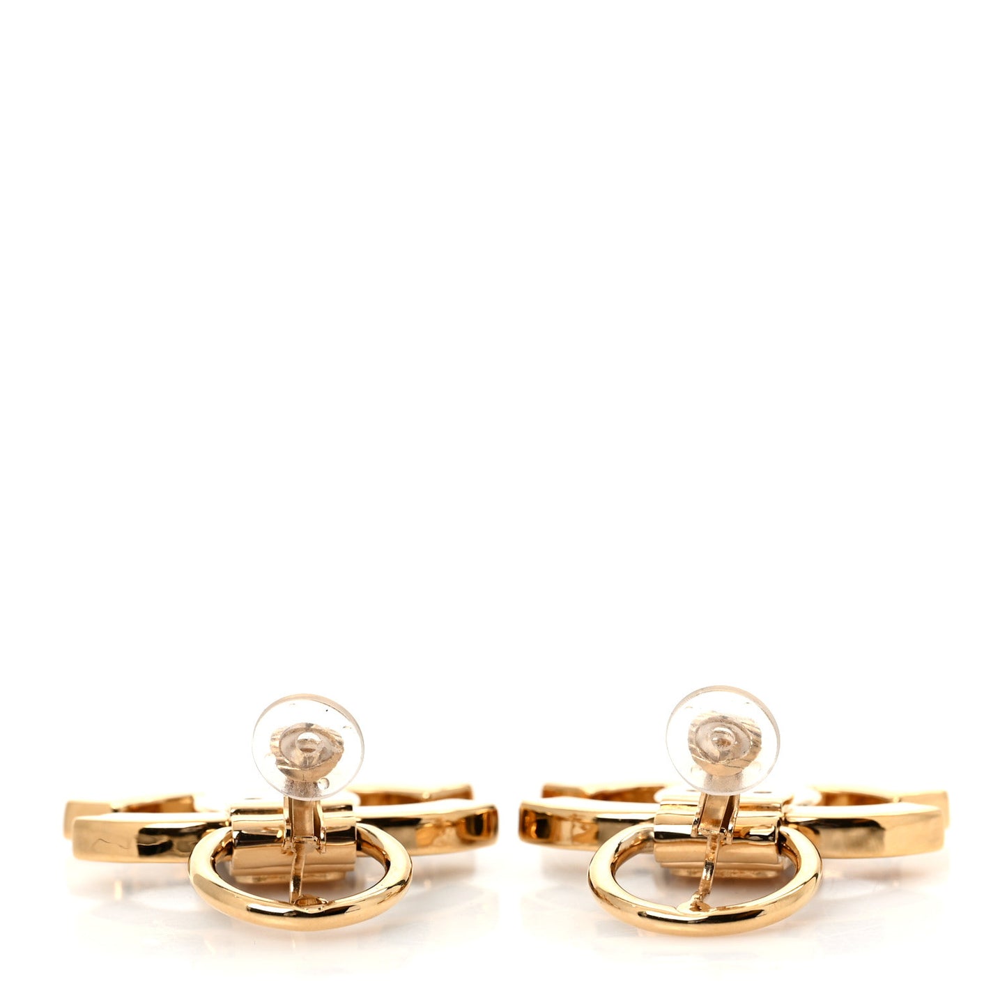 Metal Resin CC Clip On Earrings Gold Orange Black