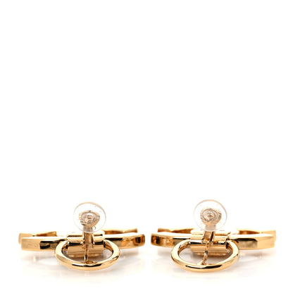 Chanel Metal Resin CC Clip On Earrings Gold Orange Black 3 of 4