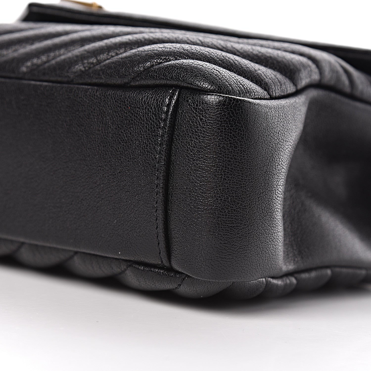 Saint Laurent Sheepskin Matelasse Chevron Monogram Medium College Bag Black 10 of 11