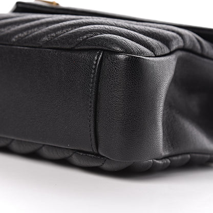 Saint Laurent Sheepskin Matelasse Chevron Monogram Medium College Bag Black 10 of 11