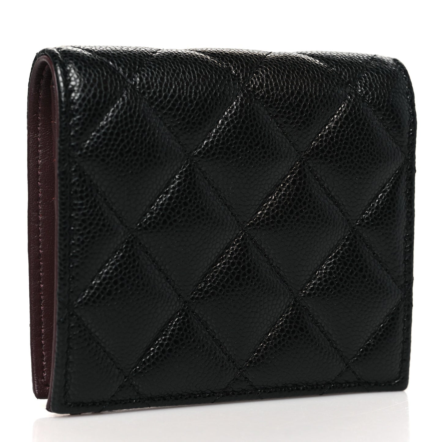 Caviar Quilted Compact Bifold Wallet Black