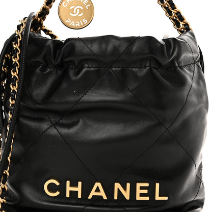 Chanel Shiny Calfskin Quilted Mini Chanel 22 Black 8 of 10