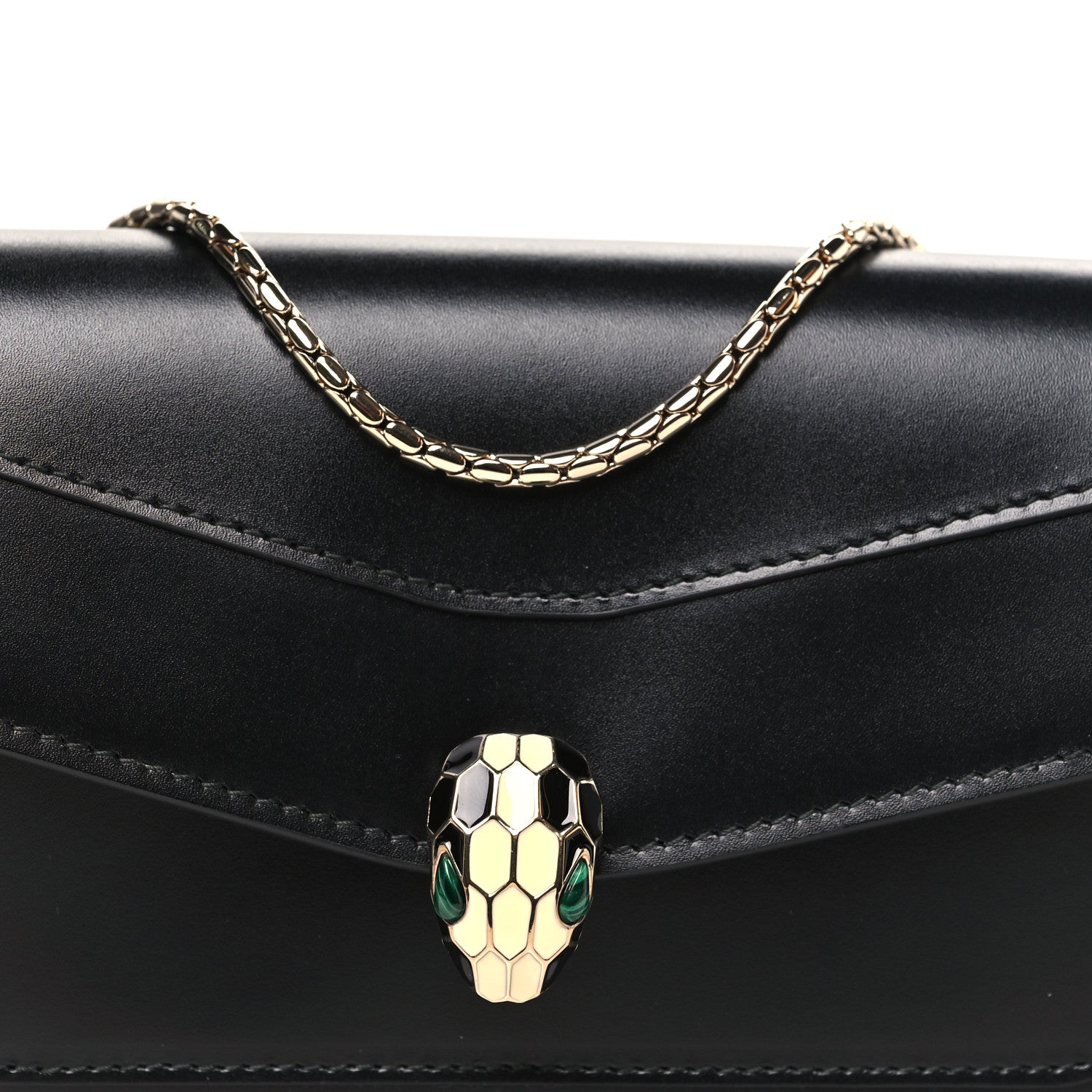 Bulgari Calfskin Serpenti Forever Chain Wallet Black 8 of 11