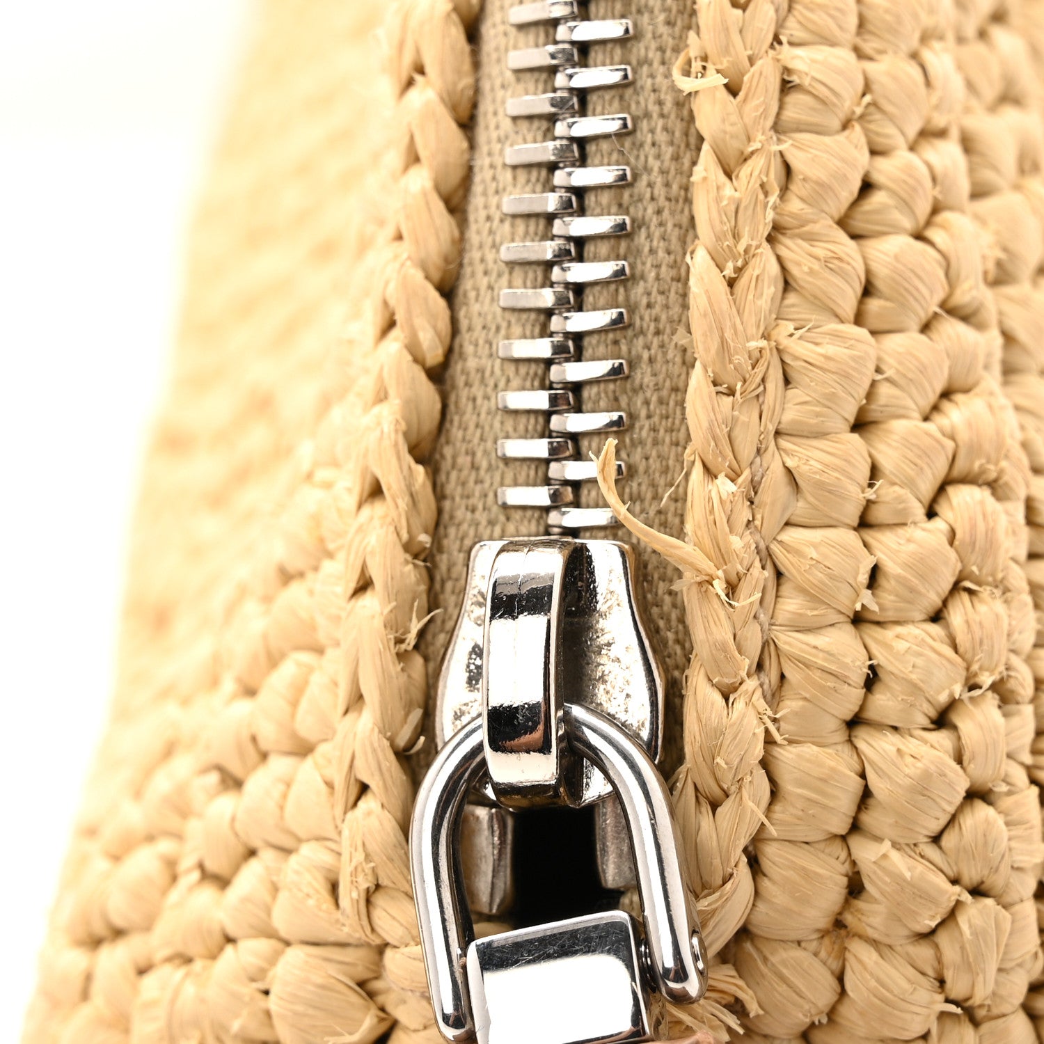 Prada Yarn Raffia Effect Crochet Triangle Shoulder Bag Naturale 11 of 16