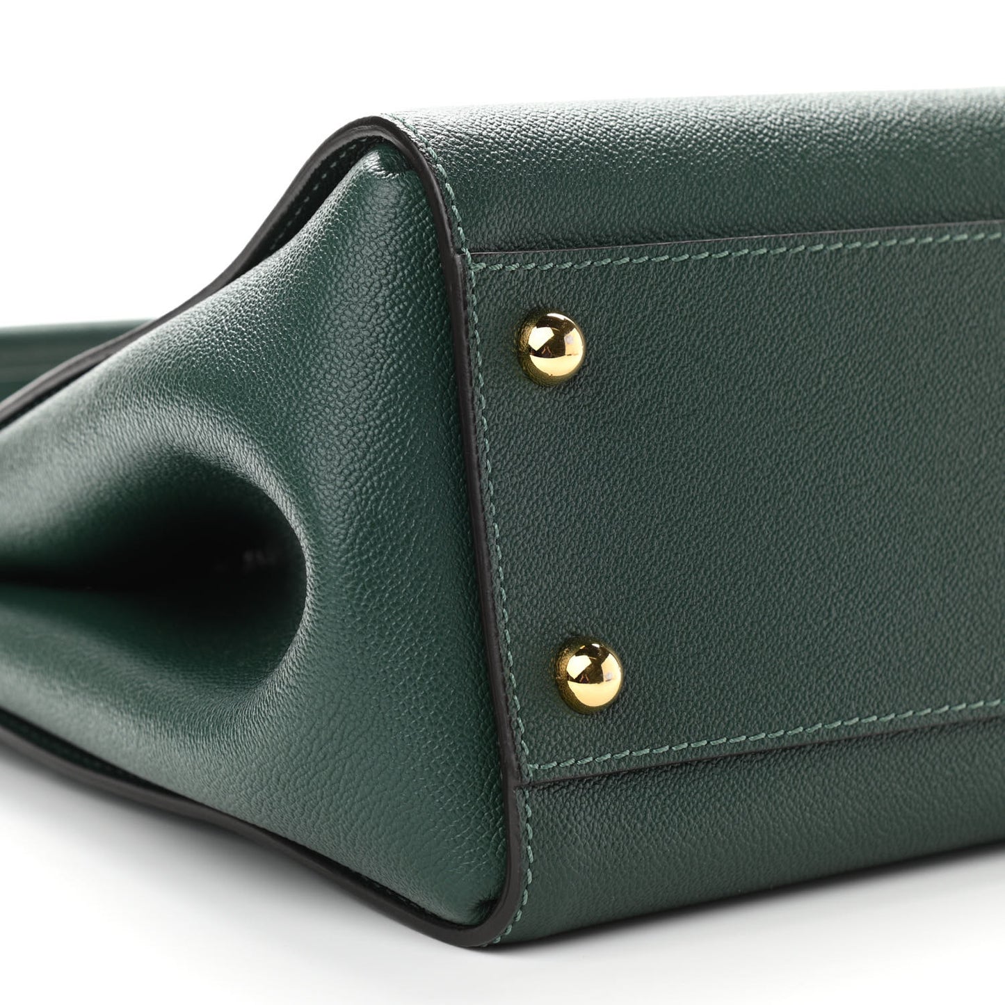Soft Grain Calfskin Medium Buckle Tote Dark Green