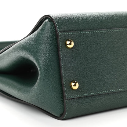 Burberry Soft Grain Calfskin Medium Buckle Tote Dark Green 9 of 11