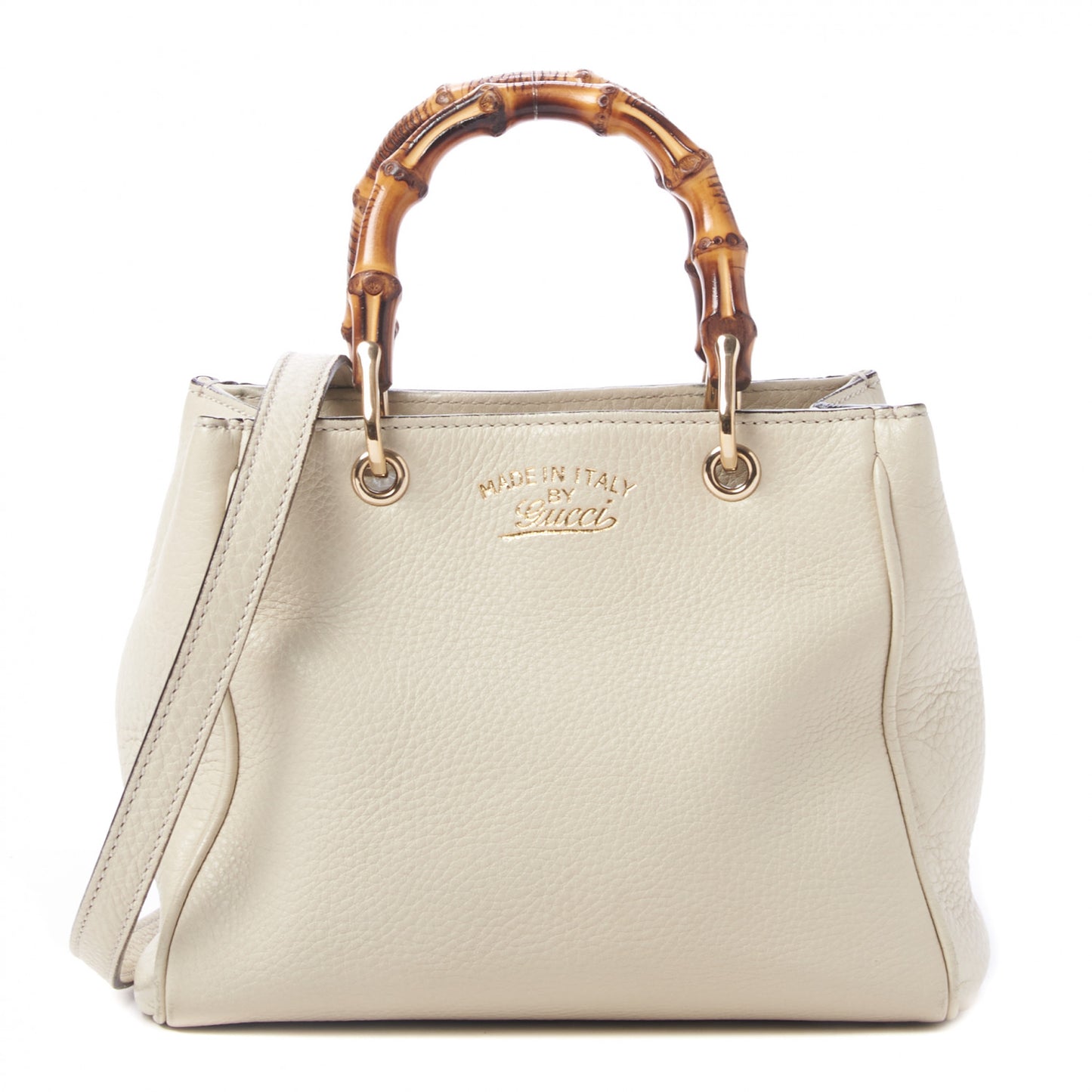 Calfskin Mini Bamboo Shopper Tote Off White